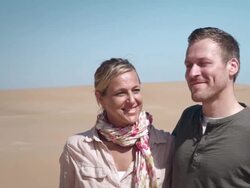Couple in desert Stock Footage