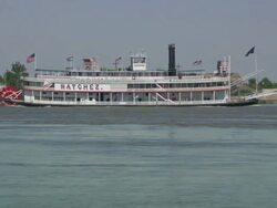 MS  TS Steam boat moving in river / New Orleans, Louisiana, United States Stock Footage