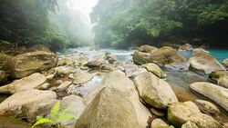 T/L Mist over the Rio Celeste Stock Footage