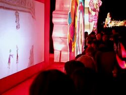MS Tourists watching chinese shadow play during chinese spring festival / xi'an, shaanxi, china Stock Footage