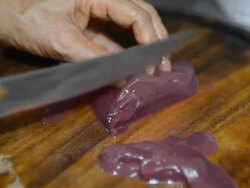 slice liver of swine Stock Footage