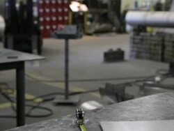 MS TD Work table in factory with tools of measuring / Seattle, Washington, United States  Stock Footage