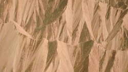 View of rainbow mountains in Zhangye Danxia Landform, China Stock Footage