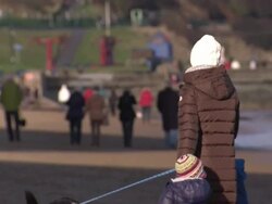 Scarborough winter beach stockshots News Clip