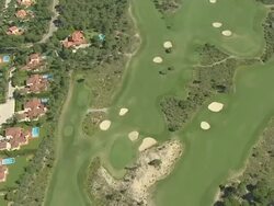 WS AERIAL ZI View of golf course in Cascais / Lisbon, Portugal Stock Footage