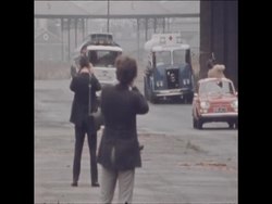 SYND 13/10/1971 HEAVY VEHICLES DEMONSTRATE NEW DEVICE FOR ROAD SAFETY News Clip