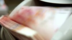 China one hundred YUAN banknotes Stock Footage