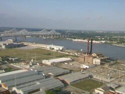 AERIAL WS View of Industrial area near by mississippi river  / New Orleans, Louisiana, United States Stock Footage
