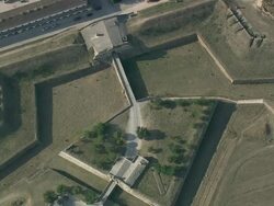 AERIAL WS Fortified town / Almeida, Guarda, Portugal Stock Footage