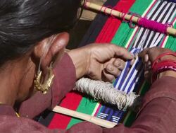CU Woman making loom / Durma, Banke District, Nepal Stock Footage