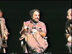 Abbie Hoffman appears at conference on the sixties Stock Footage