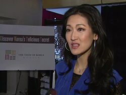 INTERVIEW: Kelly Choi talks about why she is here, on highlighting typical Korean dishes for Lunar New Year February 3rd.  Stock Footage