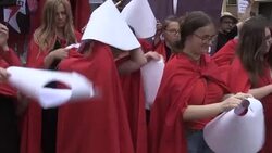 CLEAN : Anti Trump Handmaids protest in Warsaw News Clip
