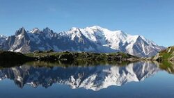 Mont Blanc reflection in Lac Blanc Stock Footage