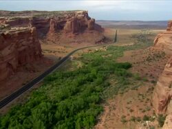 Aerial over Highway 191 east of Monument Valley Stock Footage