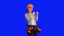 slender young woman construction worker dancing Stock Footage