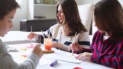 Mom with its artists Stock Footage