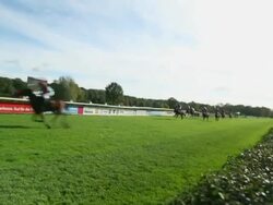 WS PAN View of Finish of a horse race / Krefeld, North Rhine Westphalia, Germany  Stock Footage