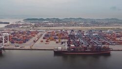 Sea port : Aerial view Stock Footage