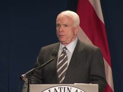 2008 MS US Senator John McCain giving speech about his plan to reform government at League of United Latin American Citizens (LULAC) convention during campaign for Republican Party nomination for President on July 8, 2008 / Washington DC, USA / AUDIO Stock Footage