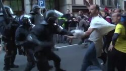 Clashes at May Day march in Barcelona News Clip
