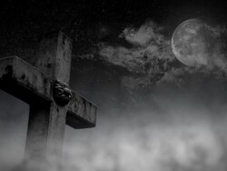 Spooky Nithtscene on a Cemetery Stock Footage