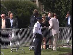 WRAP Preparations, security ahead of Obama - Sarkozy meeting ADDS crowd arriving News Clip
