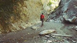 Climber in a Gorge Stock Footage