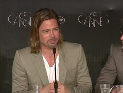 INTERVIEW: Brad Pitt, Andrew Dominik on working together, arguing, finding the right cast at Killing Them Softly Press Conference: 65th Cannes Film Festival on May 22, 2012 in Cannes, France (Footage by WireImage Video/Getty Images) Stock Footage
