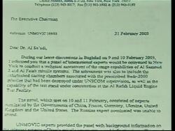 Blix letter orders Iraqis to begin destruction of illegal missiles by March 1 News Clip