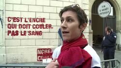 CLEAN: French protesters throw paint on Syrian embassy News Clip