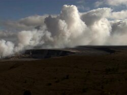 Pan to steam rising from ground. Stock Footage