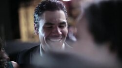 Celebrity couples chat and laugh on awards show red carpet at awards show Stock Footage