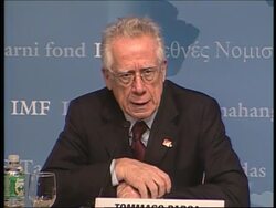 IMF presser after talks; protests News Clip