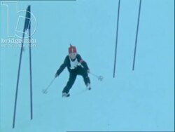 Competitive skiing for adults and children, Norway 1970s Stock Footage