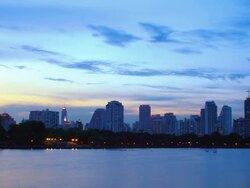 Building and Pond Stock Footage