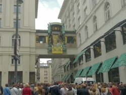 Ankeruhr Clock in Hoher Market.Wide shot Stock Footage