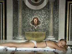 Beautiful Blonde in Roman Bath Stock Footage
