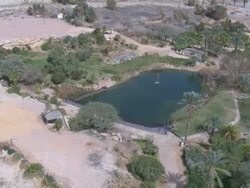 Aerial lake in Negev Desert, Negev. Oasis, Israel Stock Footage