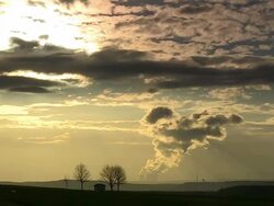 WS T/L View of Germany to nuclear power plant Cattenom, Lorraine, France / Kirf, Rhineland Palatinate, Germany Stock Footage