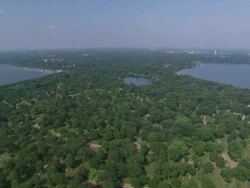 WS AERIAL DS POV Shot of ciryscape / Minneapolis, Minnesota, United States  Stock Footage