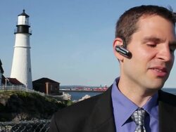 CU Man talking on bluetooth / Portland, ME, United States Stock Footage