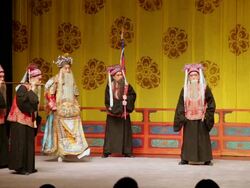 MS Artist performing Beijing opera in traditional theatre AUDIO / xi'an, shaanxi, china Stock Footage