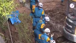 CLEAN : Rescuers race against landslides to reach Japan quake victims News Clip