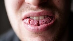 Human tongue. Close up. Isolated. Stock Footage