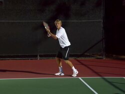 WS, Young man playing tennis, Santa Barbara, California, USA Stock Footage