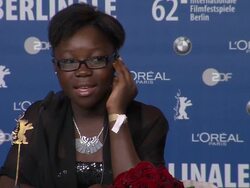 INTERVIEW: Rachel Mwanza on wanting to continue acting at Winners Press Conference Reactions:at the Grand Hyatt on February 18, 2012 in Berlin, Germany. Stock Footage