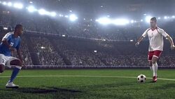 Soccer player makes a jump Stock Footage