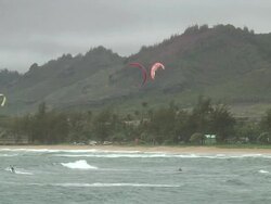 (HD1080i) Three Kitesurfers / Kiteboarders Stock Footage