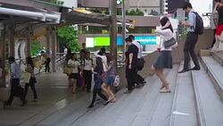 Many people rush to work in the morning Stock Footage